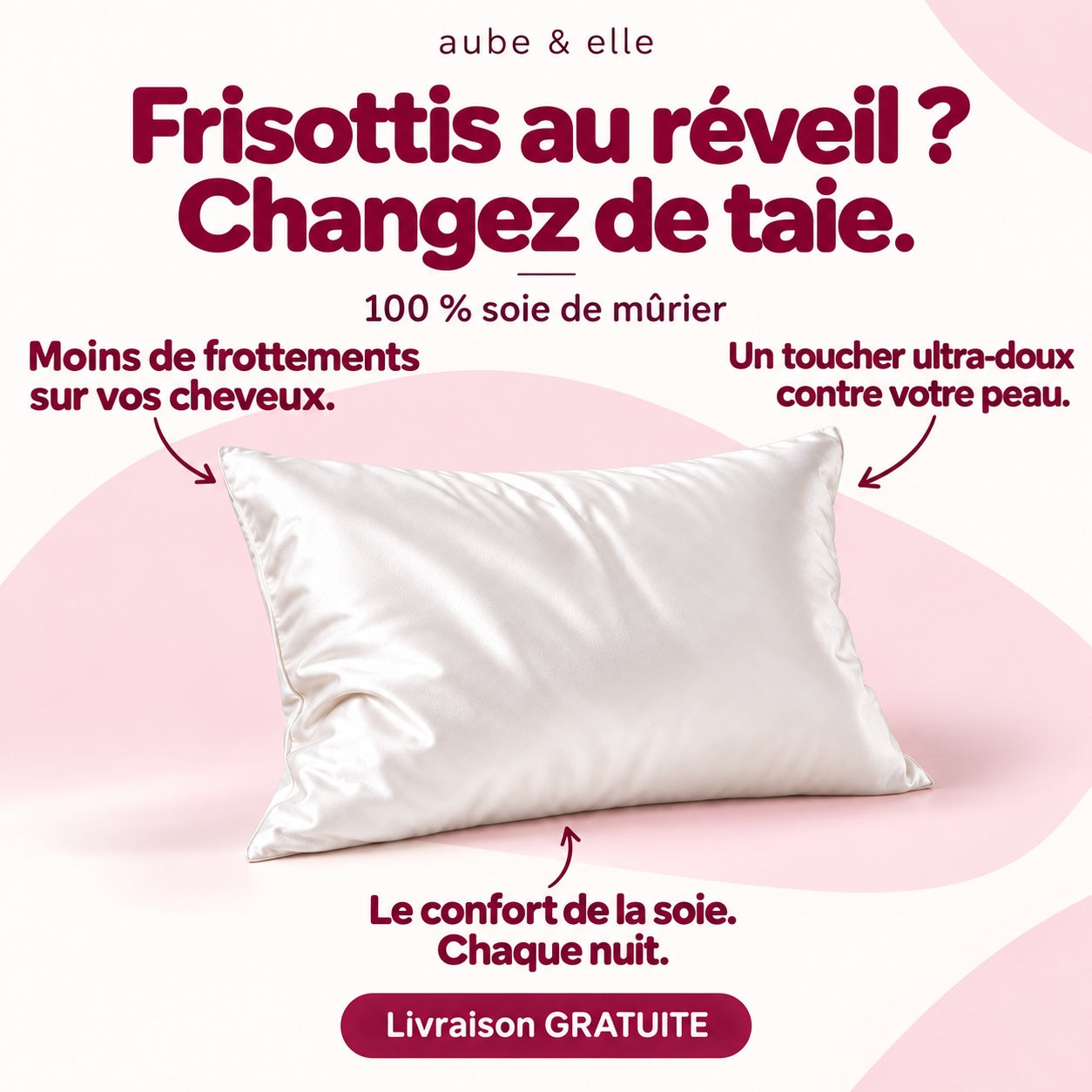 Frisottis au réveil ? Changez de taie. 100 % soie de mûrier : moins de frottements sur les cheveux, un toucher ultra-doux contre la peau et le confort de la soie chaque nuit. Livraison gratuite.